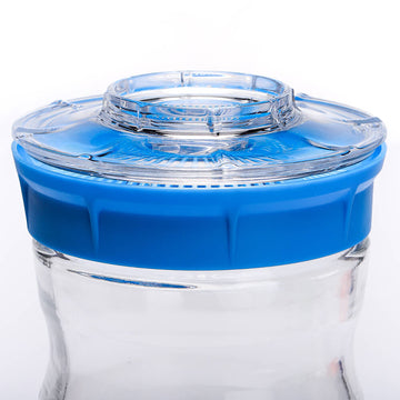Kefirko tarro de cristal transparente con tapa coladora y tapa enroscable transparente