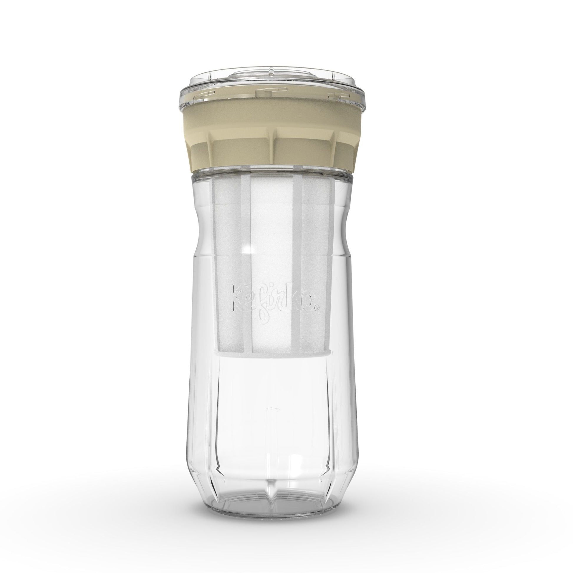 Kit para hacer queso casero Kefirko, con tarro de vidrio 1400ml y sistema de prensado en color beige