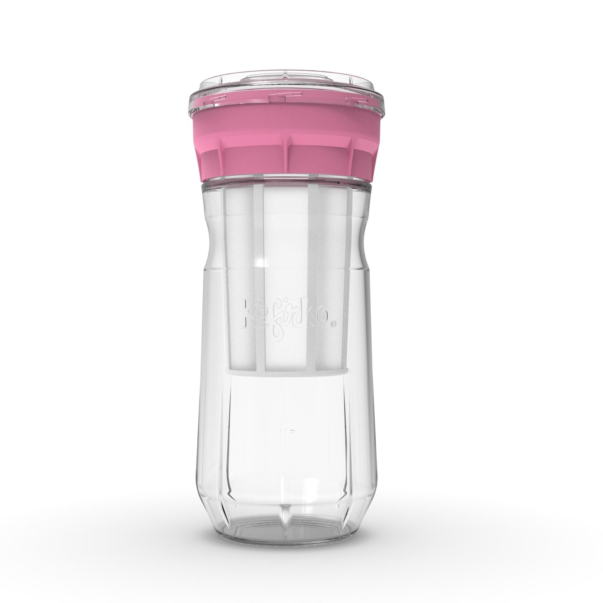 Kit para hacer queso casero Kefirko, con tarro de vidrio 1400ml y sistema de prensado en color rosa