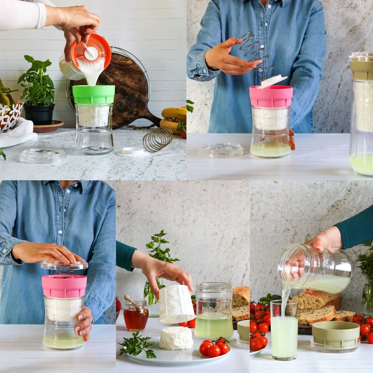 cinco fases para hacer queso casero con el kefirko cheese maker