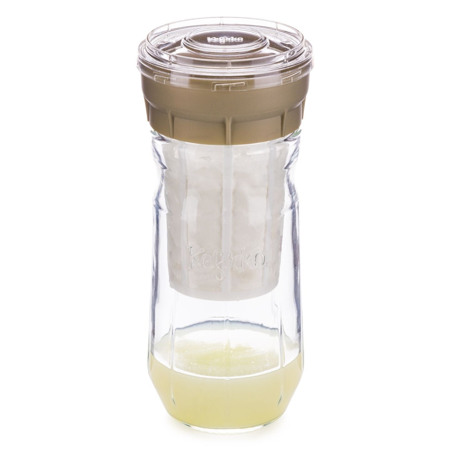 tarro de cristal grande con cesta hacer queso casero dorado