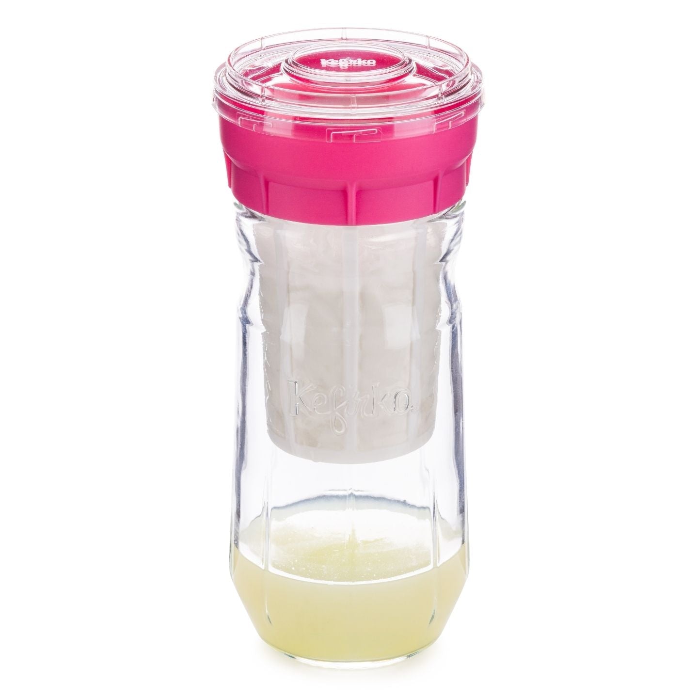 tarro de cristal grande con cesta hacer queso casero rosa