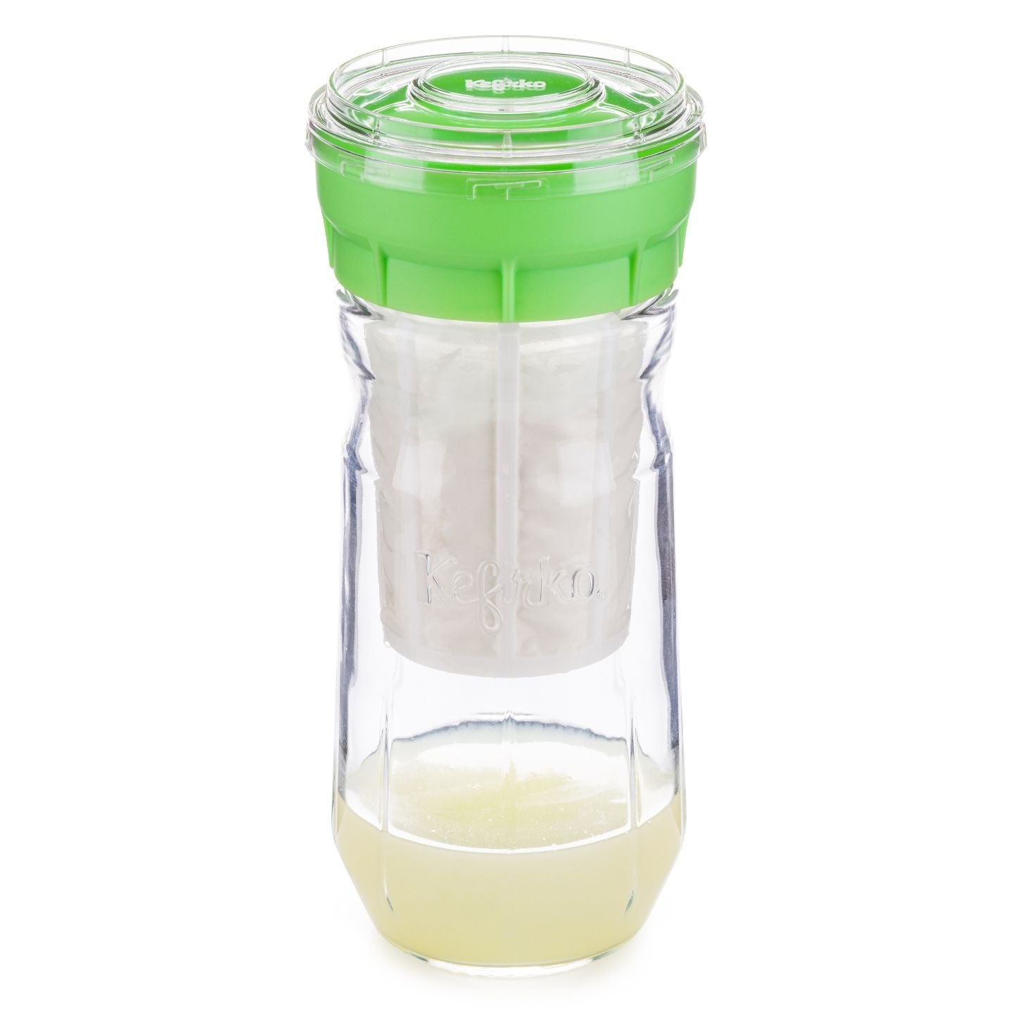 tarro de cristal grande con cesta hacer queso casero verde