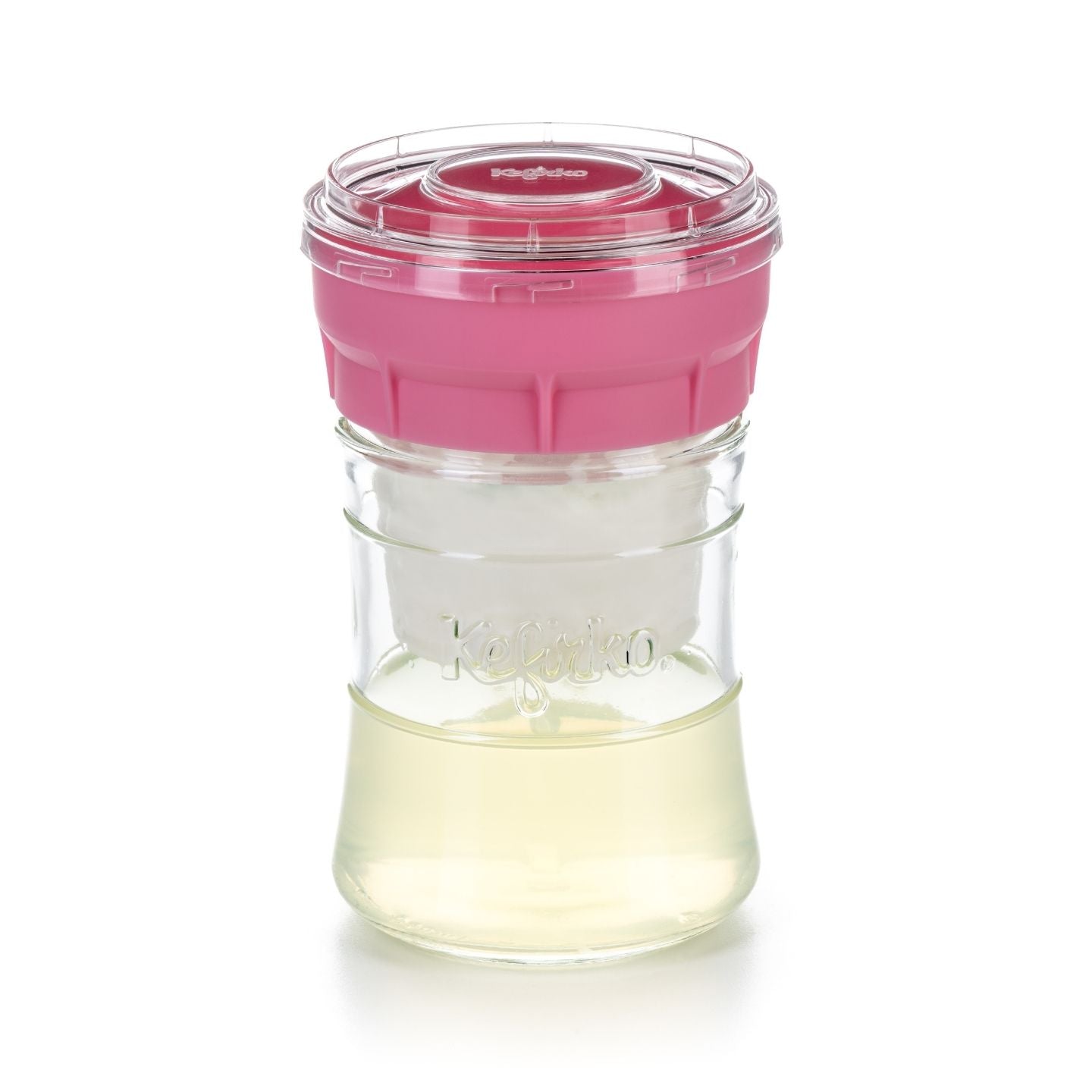 tarro de cristal pequeño con cesta hacer queso casero rosa
