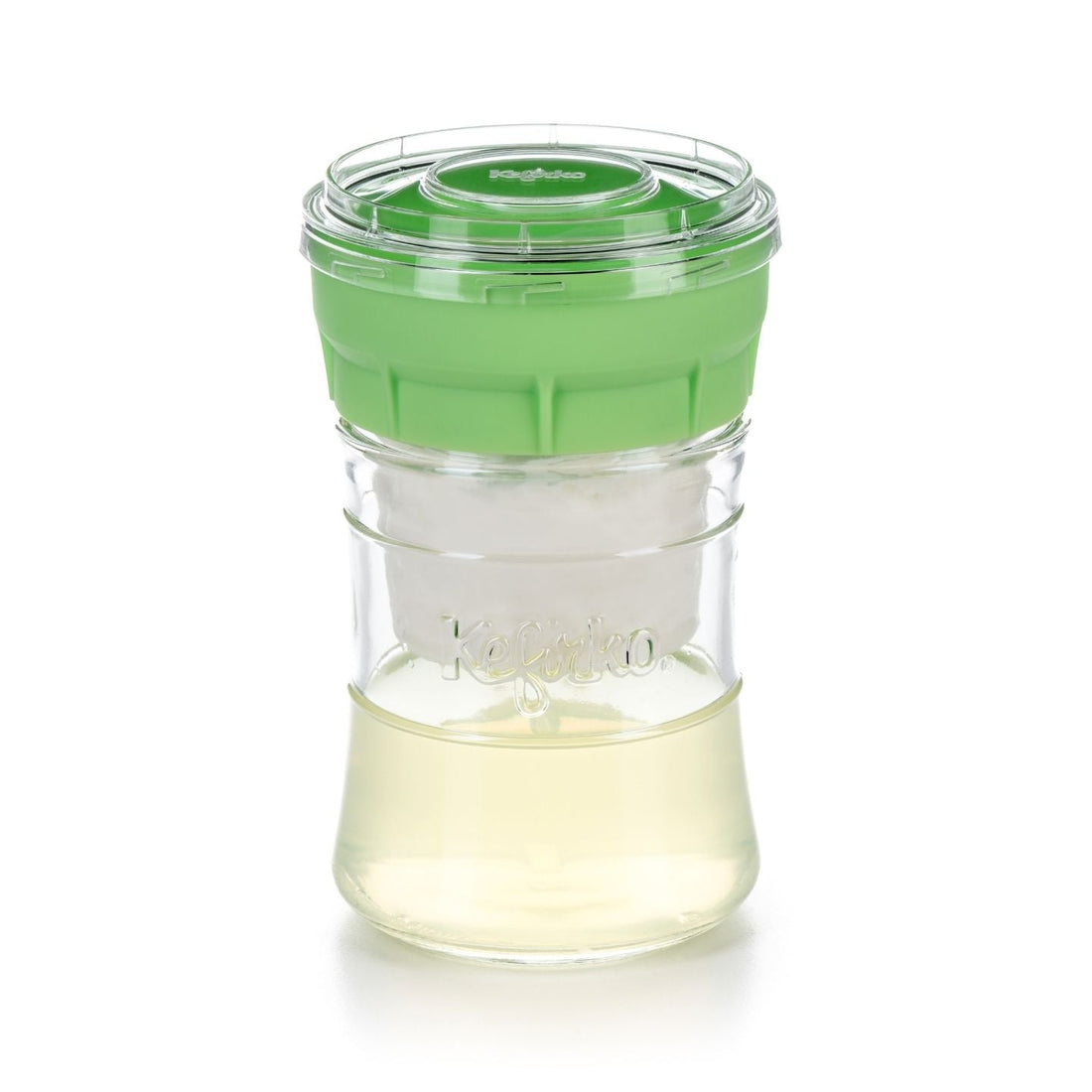 tarro de cristal pequeño con cesta hacer queso casero verde