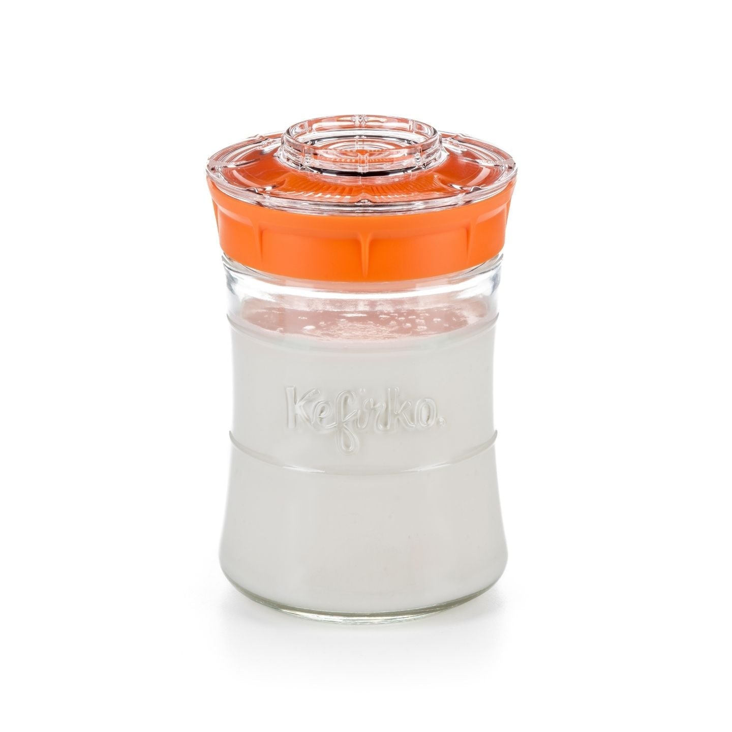 tarro de cristal pequeño para hacer kefir con tapa rosa