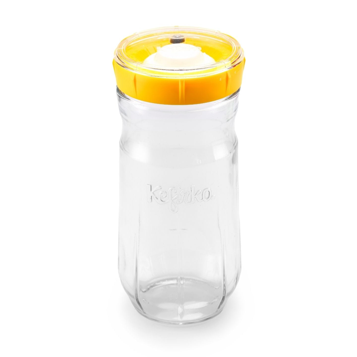 tarro de cristal grande con tapa amarillo