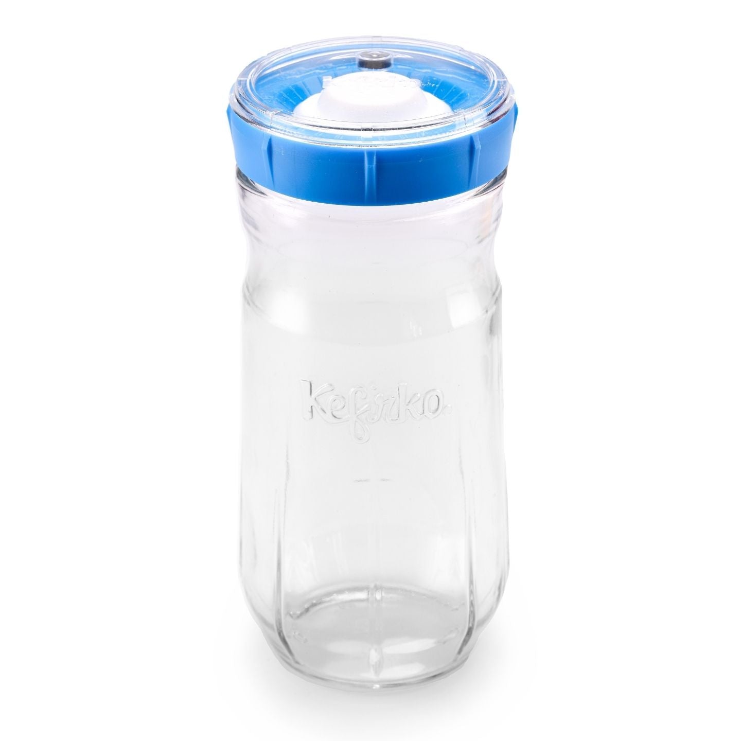 tarro de cristal grande con tapa azul
