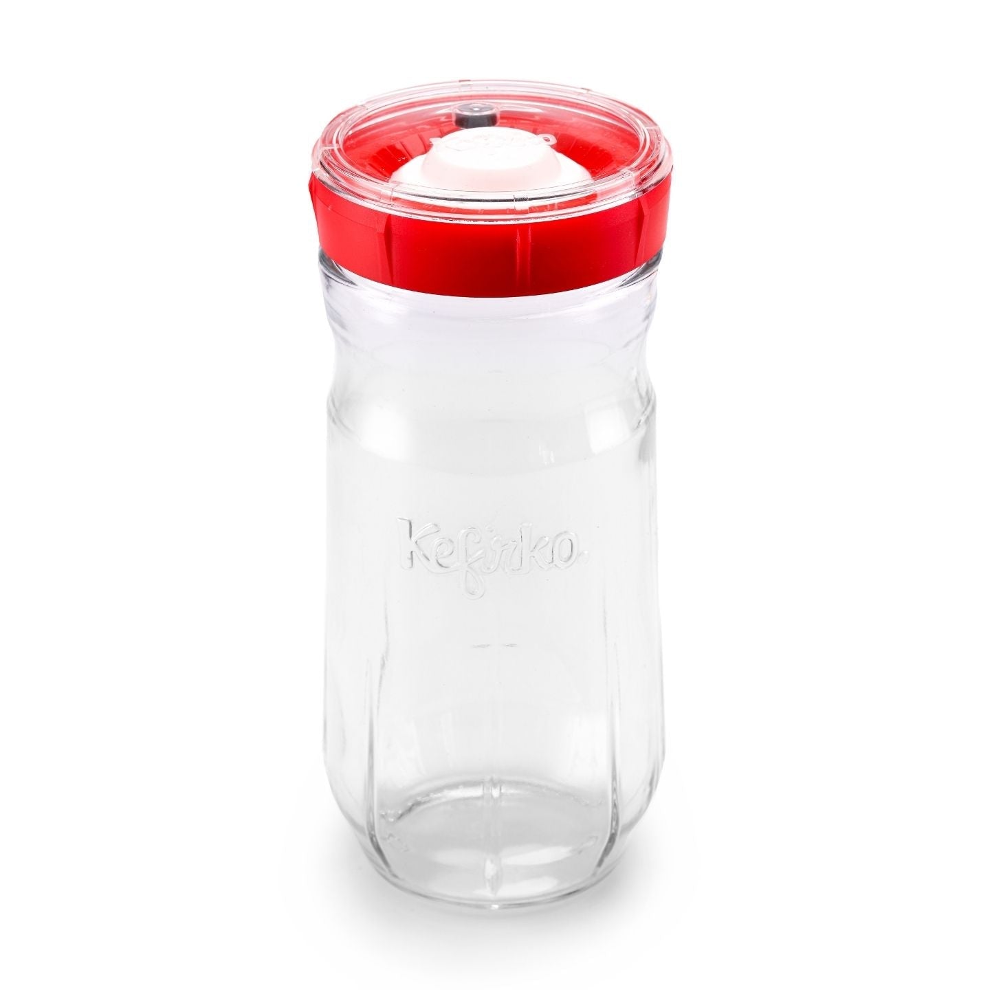 tarro de cristal grande con tapa roja