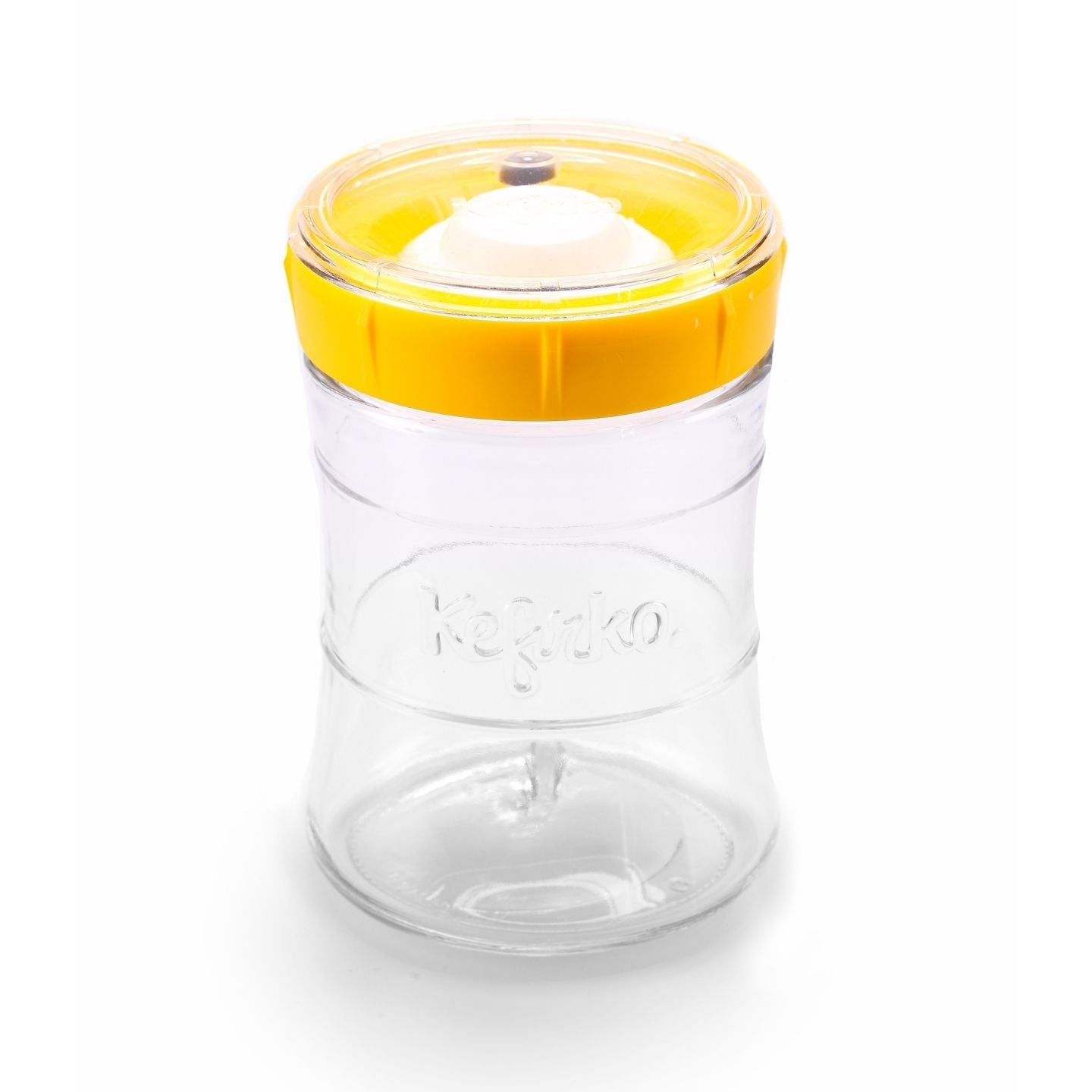 tarro de cristal pequeño con tapa amarillo