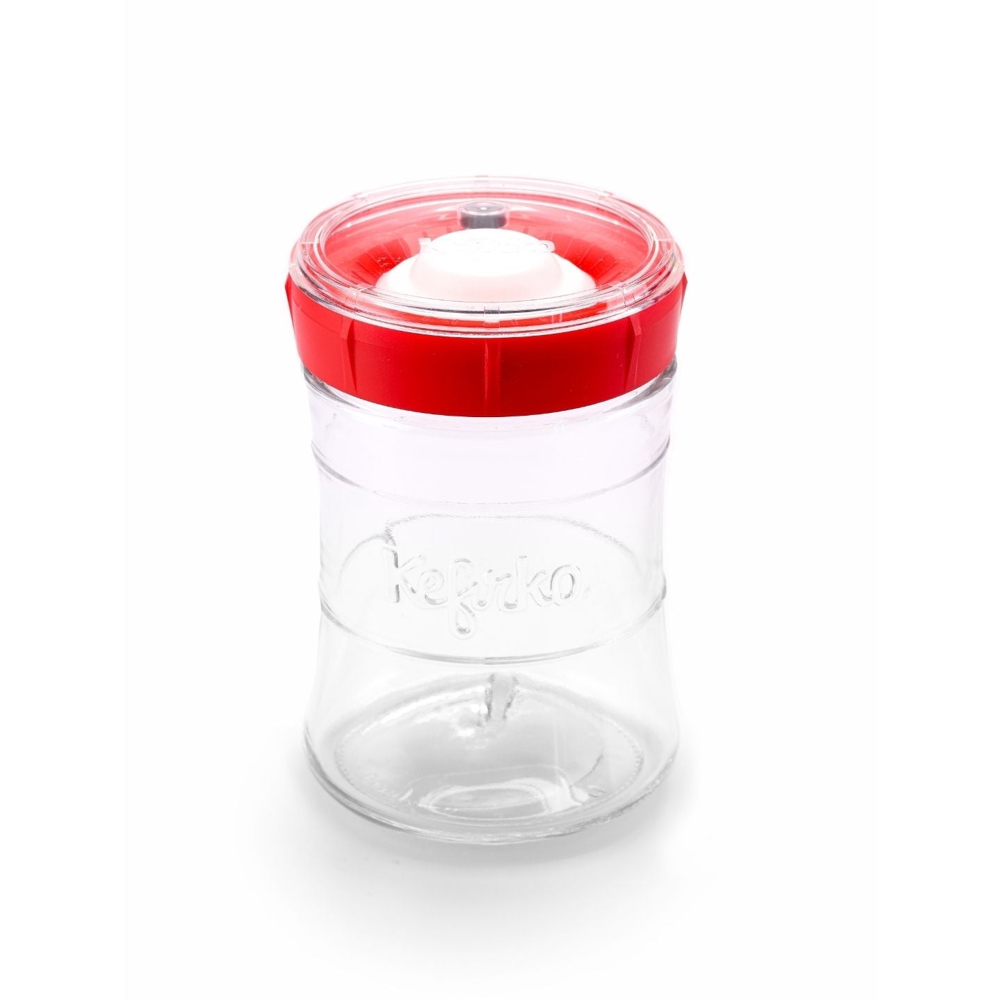 tarro de cristal pequeño con tapa roja